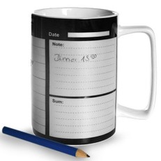 Taza Porcelana Calendario Semanal + Lápiz